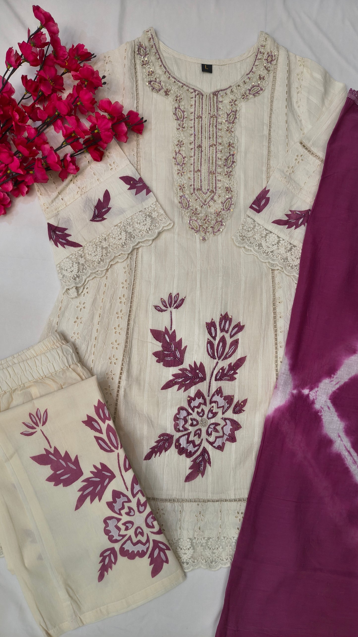 Premium Kora Cotton Brush Painted Suit