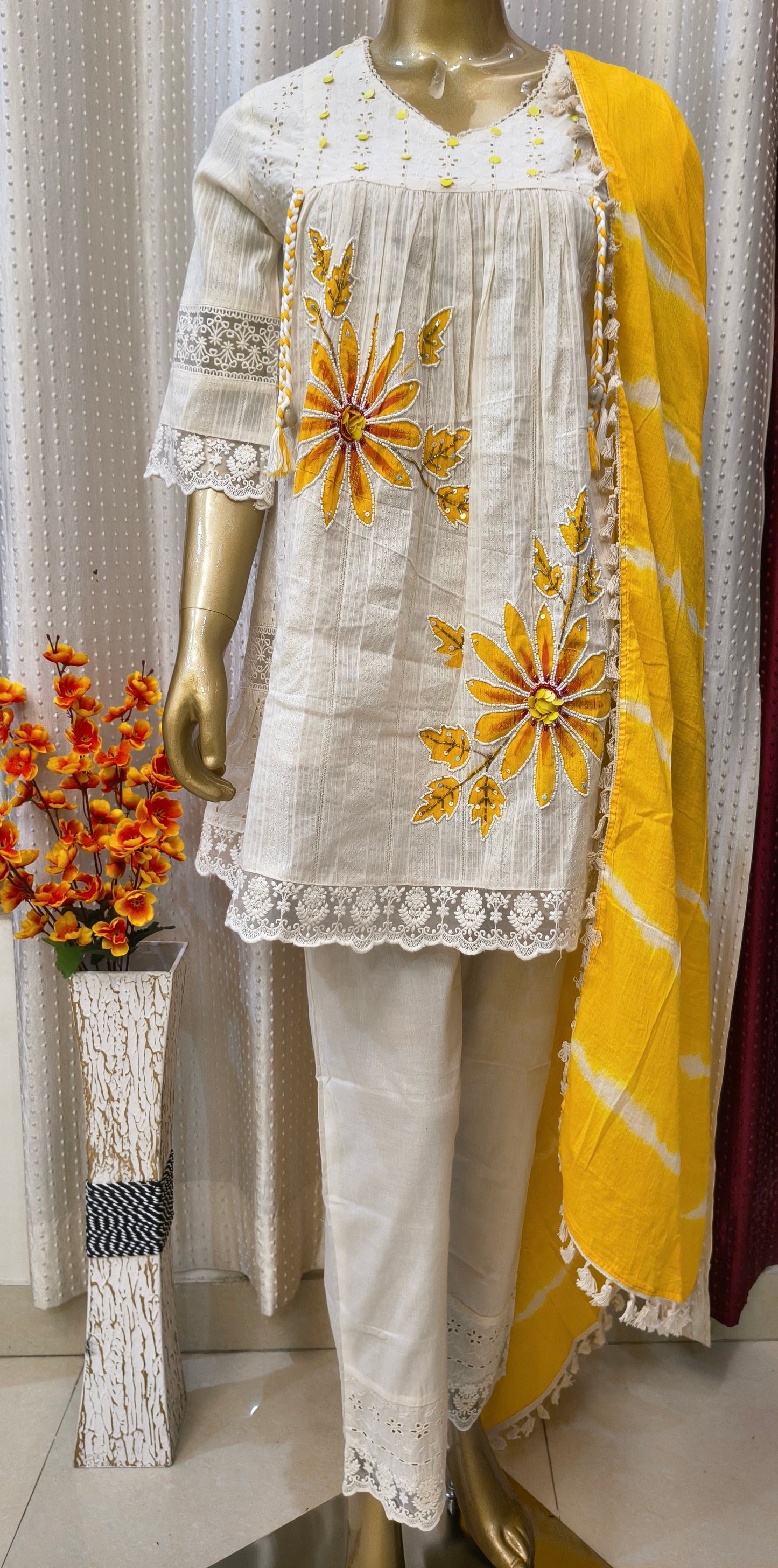 Premium Kora Cotton Brush Painted Short Set