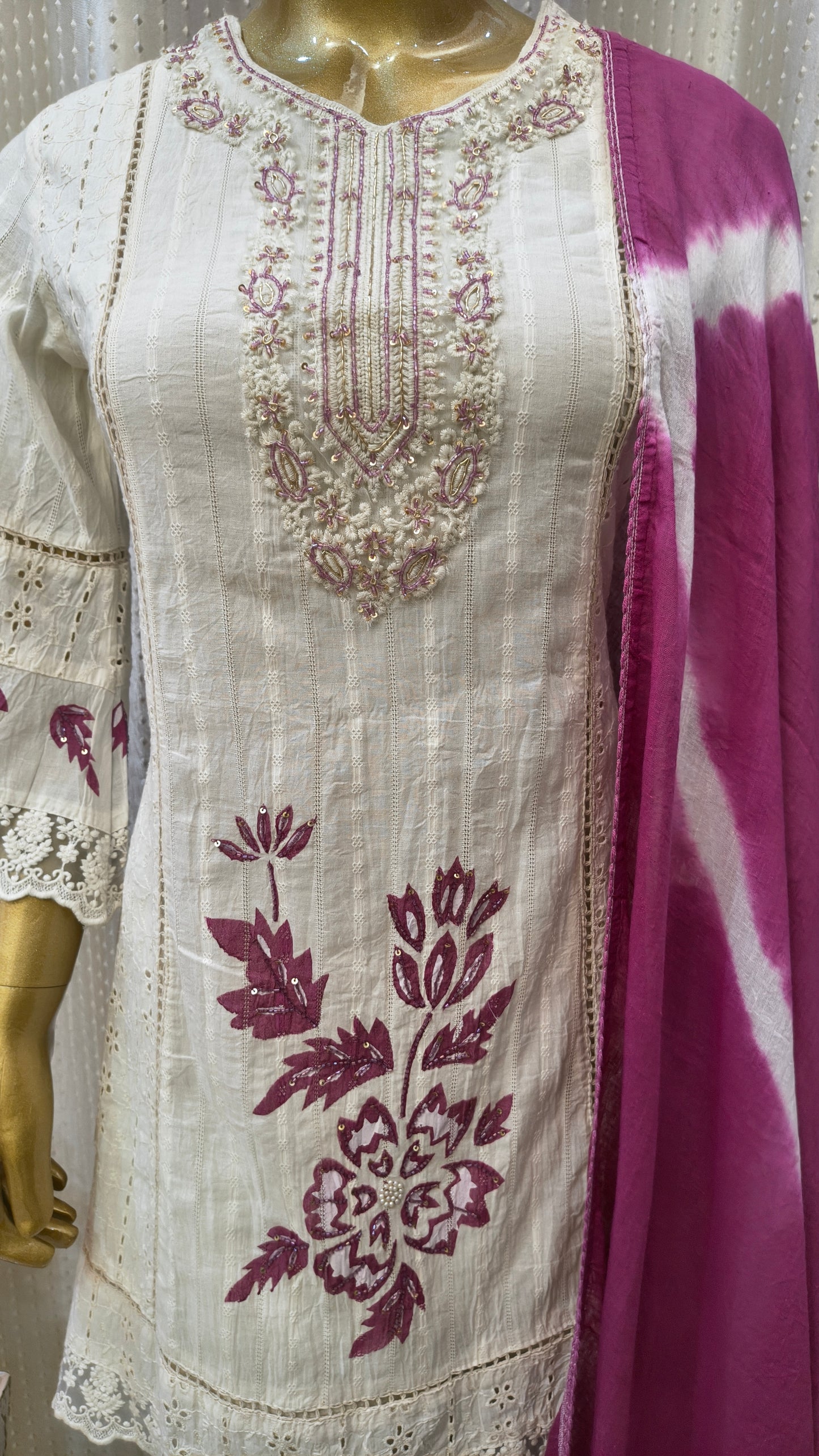 Premium Kora Cotton Brush Painted Suit