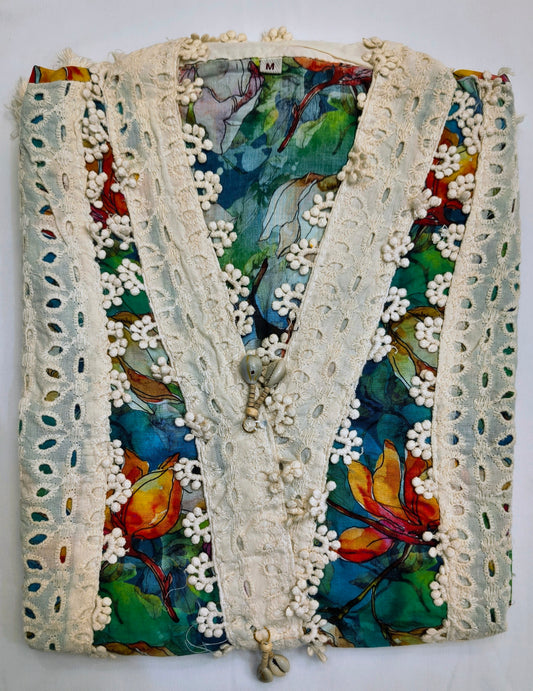 Beautiful Heavy Embroidery Work Anarkali with Anarkali Side Slit Pattern Designer Cotton Anarkali Suit with Ramagreen Colour