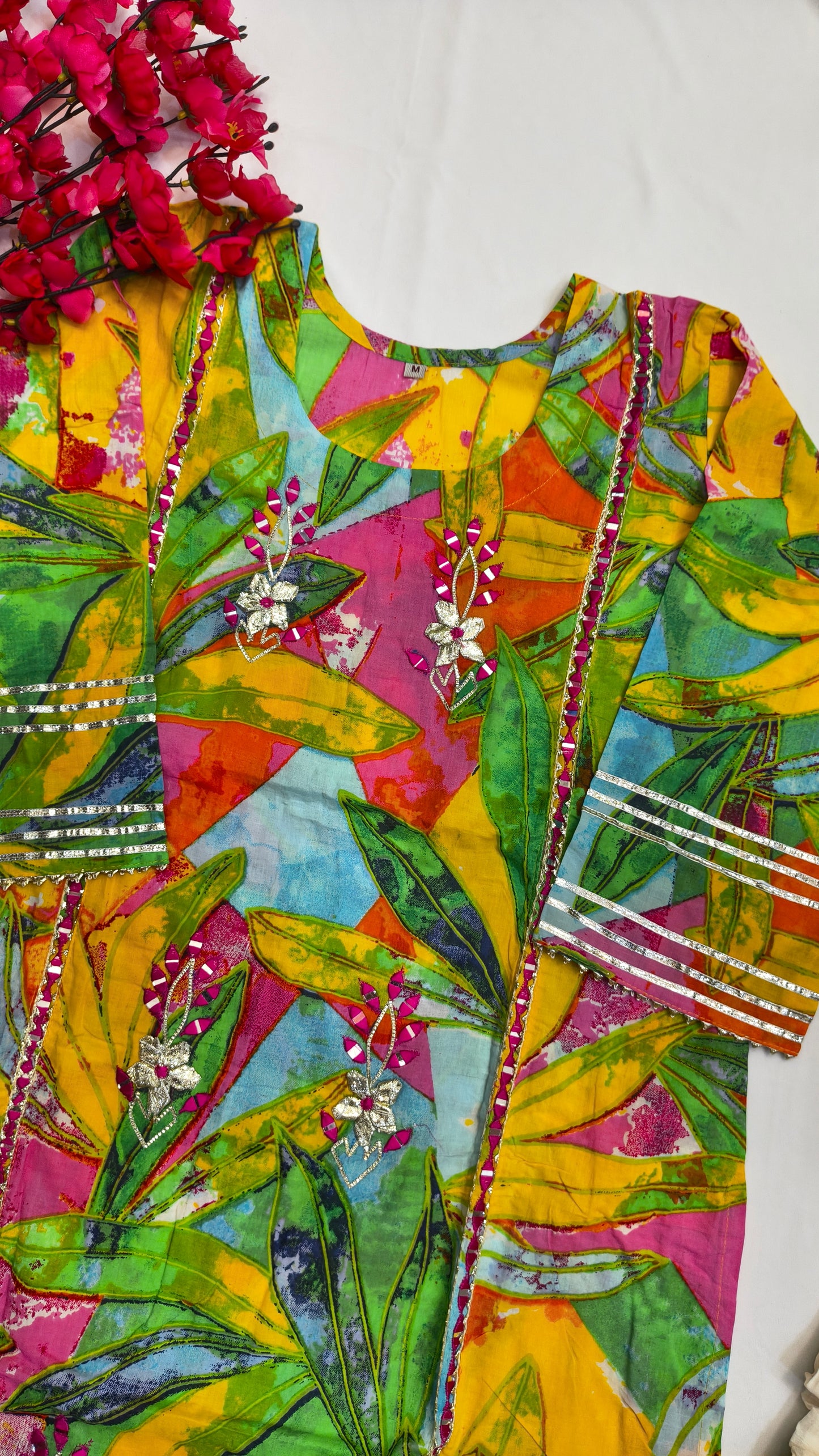 Premium Beautiful Rani Multicolour Handed design Cotton Suit