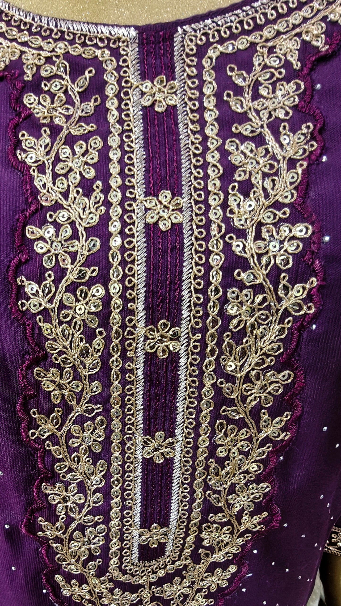 Womens Beautiful Wine Fully Embroidered Suit with Dupatta & Pant