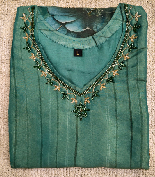 Gorgeous shimmer tissue digital printed suit set