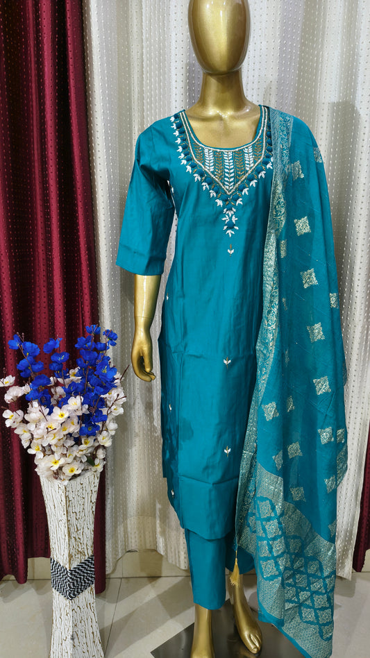 Beautiful Fully Hand Work Design Silk Suit