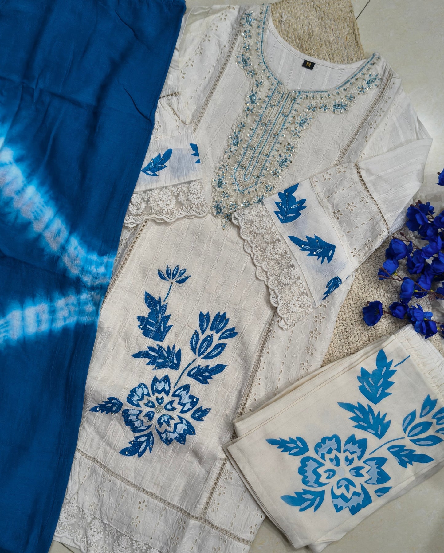 Premium Kora Cotton Brush Painted Suit with Cotton Dupatta