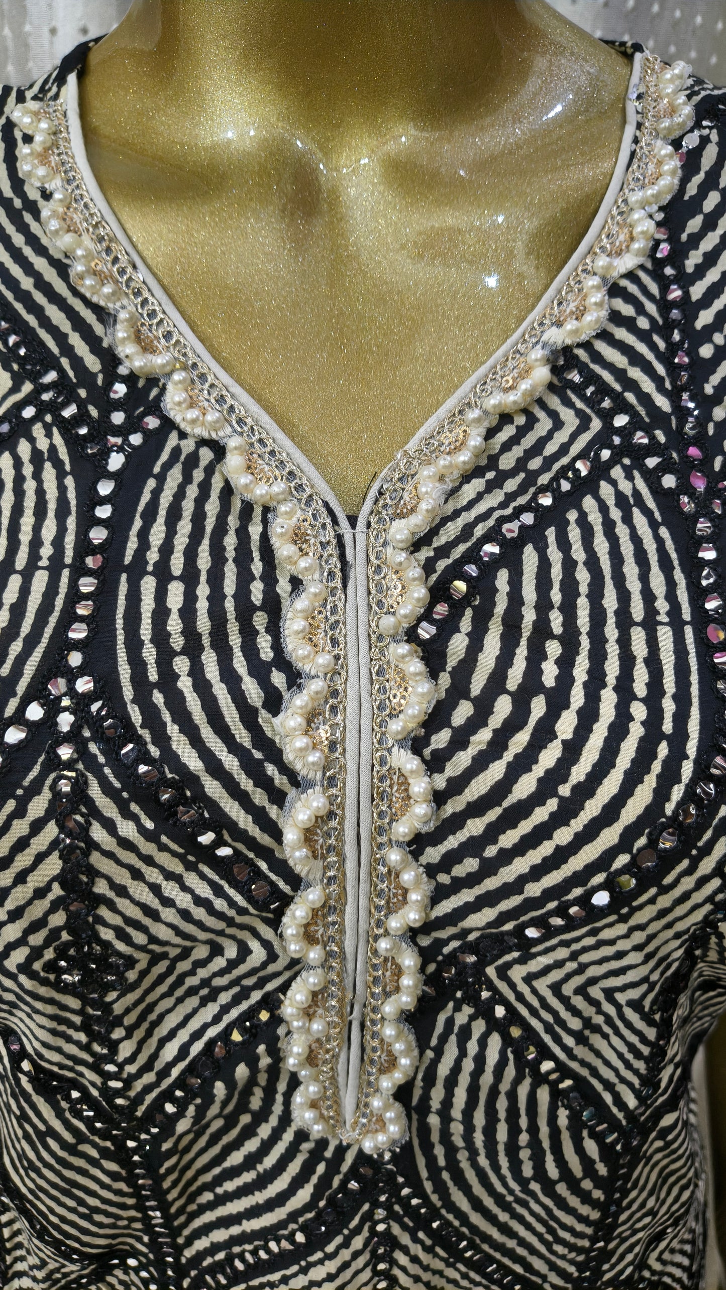 Beautiful Party Wear Set Floral Printed with Cowrie Latkan and full Mirror Embroidery and Rivet Moti with Dupatta