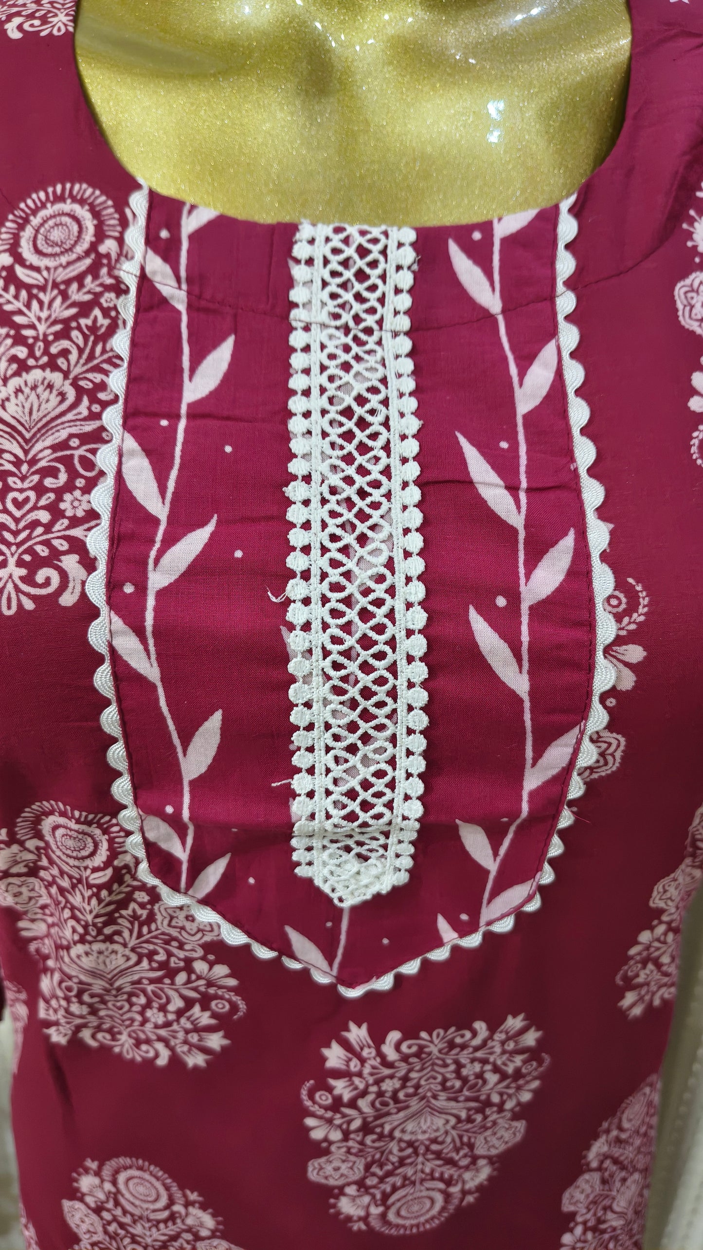 Maroon Pure cotton suit with Chikankari printed design
