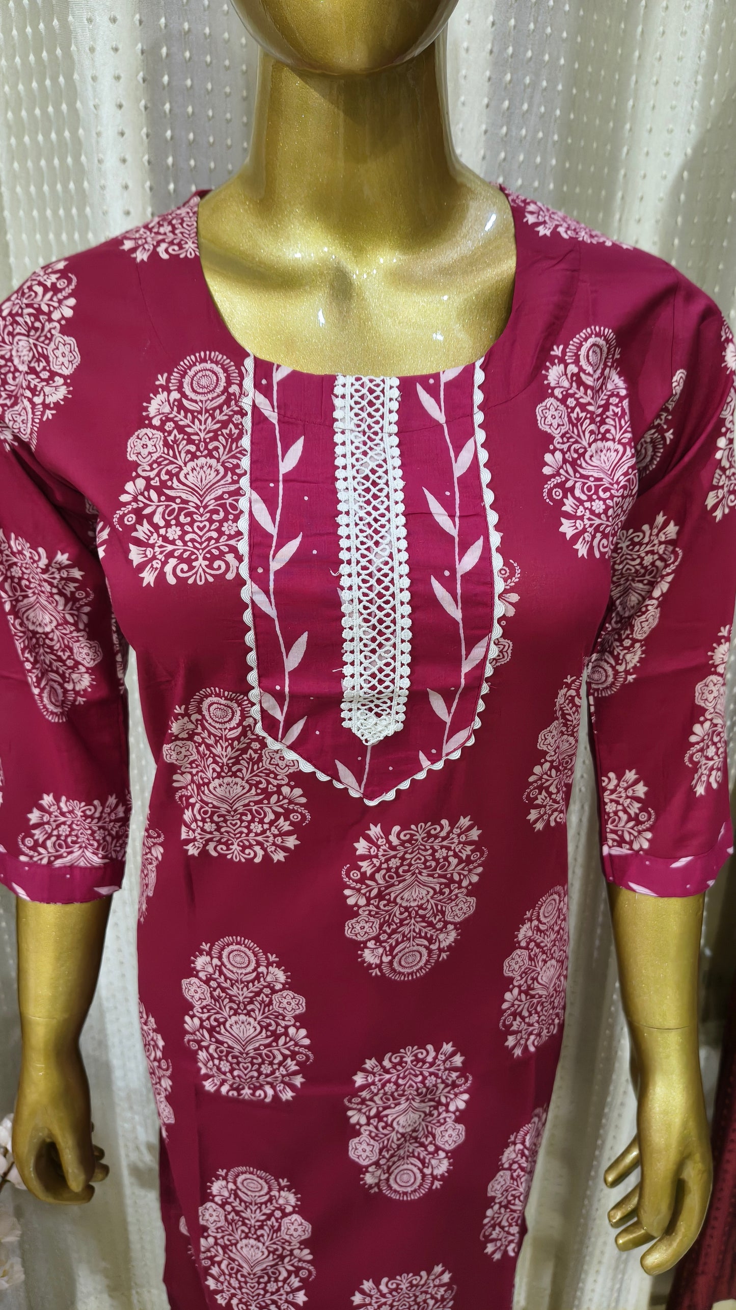 Maroon Pure cotton suit with Chikankari printed design