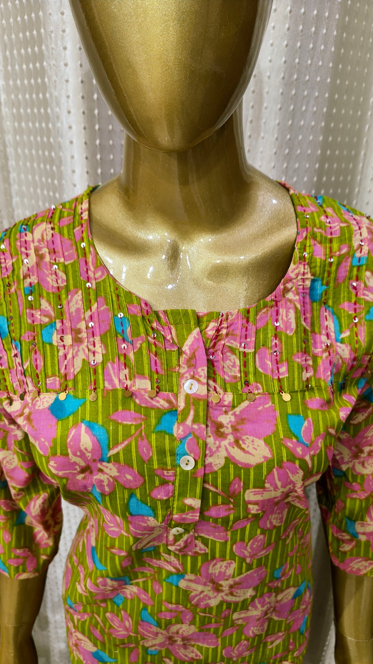 Beautiful Parrot colour Cotton suit with Floral print design