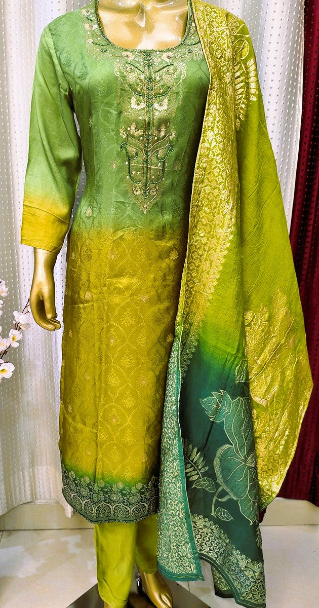 Premium Pure Crepe Suit with Fully Stitched Dupatta