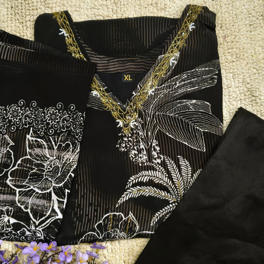Premium Crepe Floral Print Design Suit with Hand work