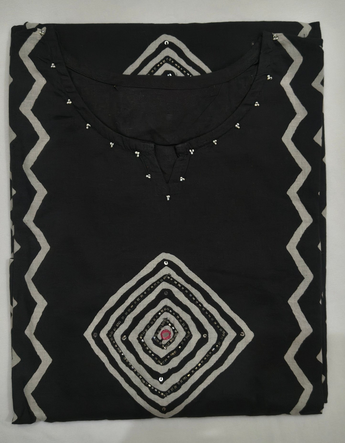 Pure cotton Palazzo Suit with Geometrical Printed Design and Hand work