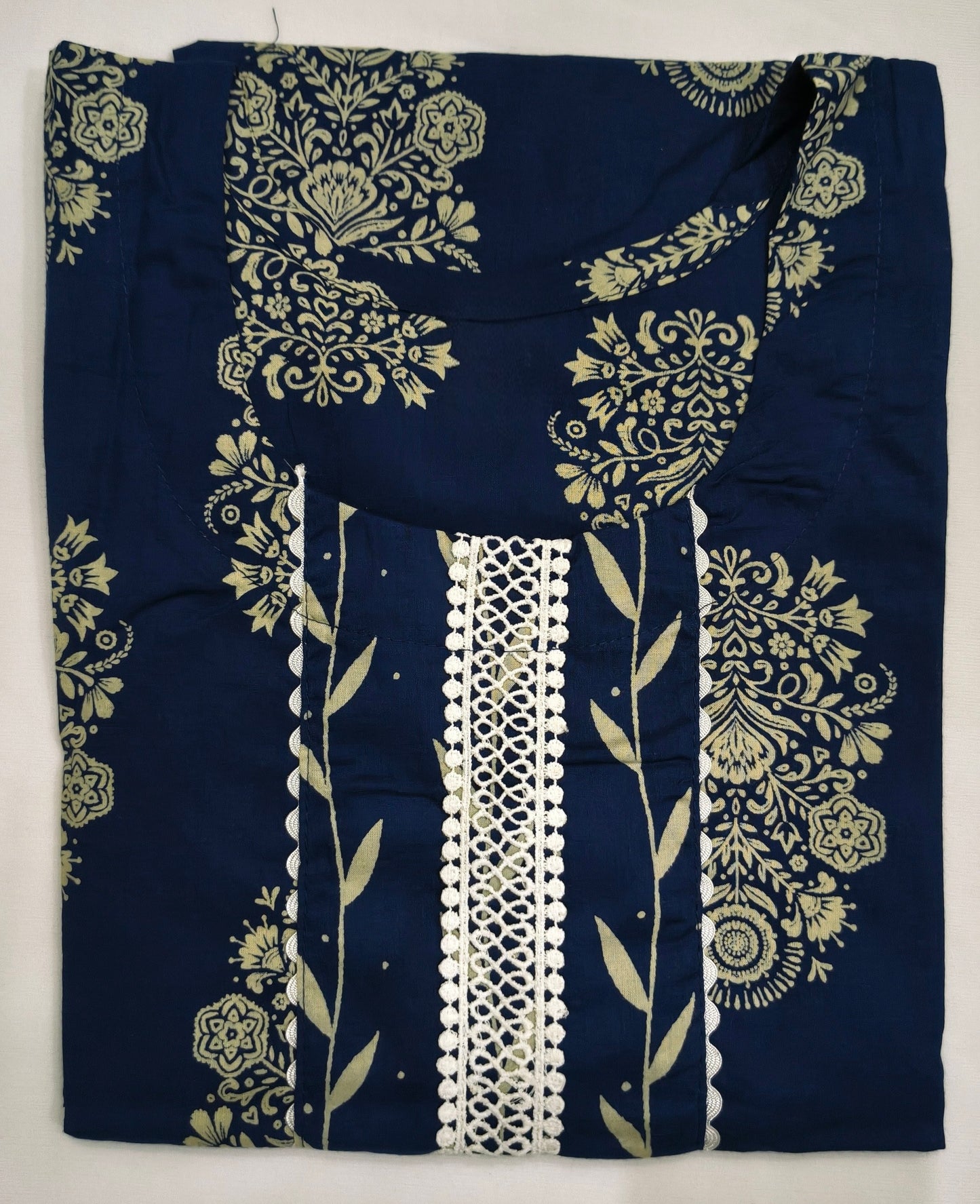 Navy Blue Pure cotton suit with Chikankari printed design