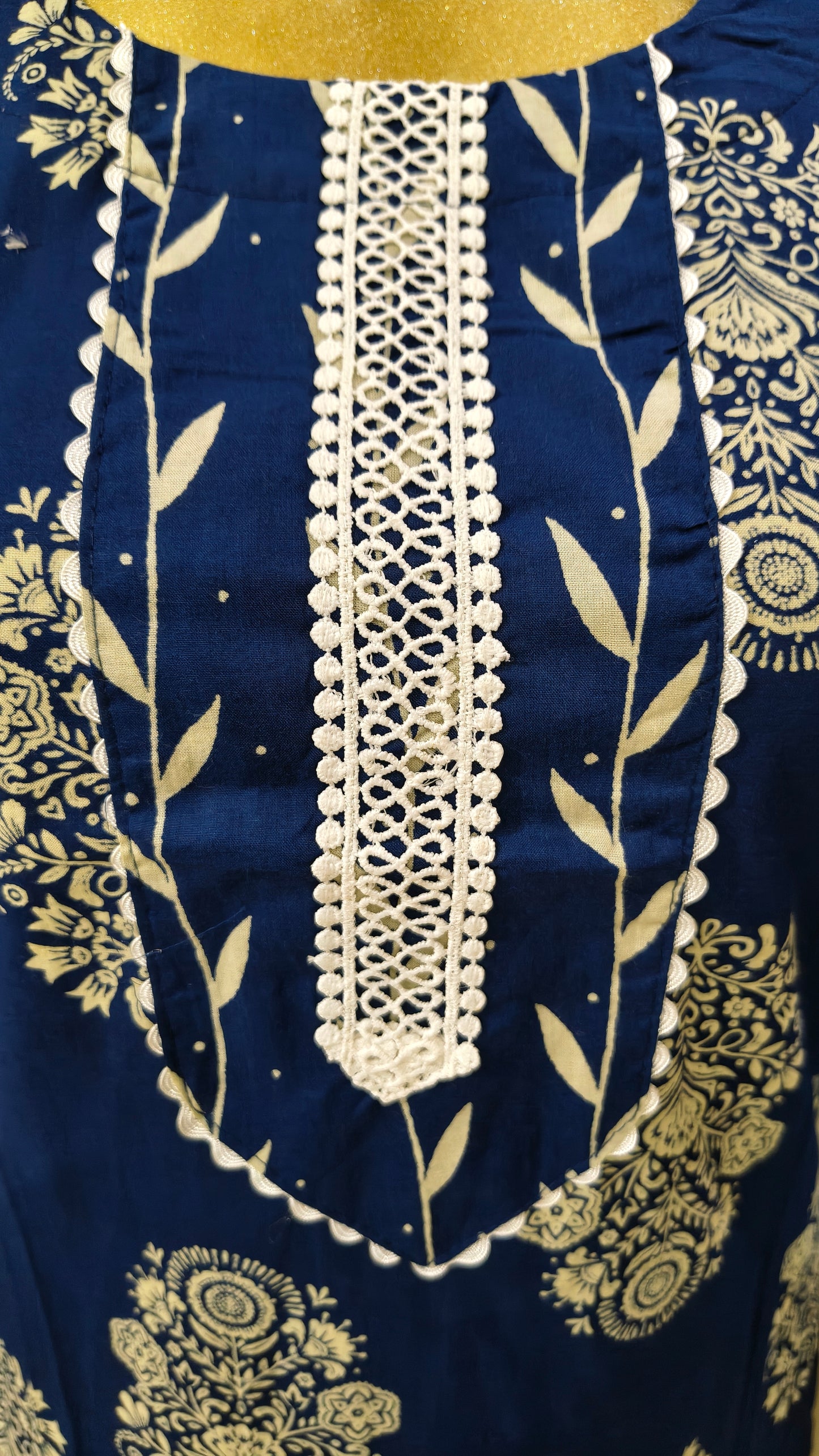 Navy Blue Pure cotton suit with Chikankari printed design